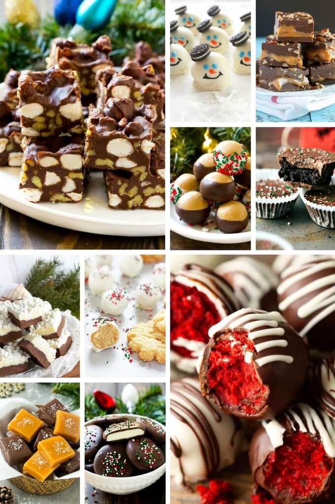 Dulces navideños como dulce de azúcar, bolas de menta y caramelos.