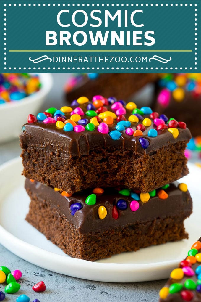 Receta de brownies cósmicos |  Brownies de cacao |  Brownies helados #brownies #chocolate #postre #Cazuelas online#sprinkles