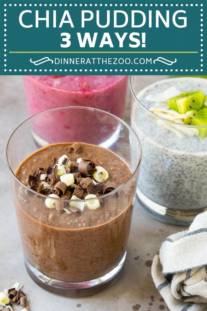 Receta de pudín de chía |  Pudín de chía con chocolate |  Pudín de coco y chía |  Pudín de frambuesa y chía #chia # pudín #desayunos #postre #vegan #glutenfree #dairyfree #dinneratthezoo