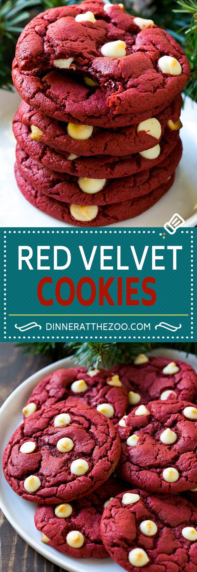 Receta de galletas de terciopelo rojo |  Galletas de chocolate blanco de terciopelo rojo |  Galletas Red Velvet Cake Mix #redvelvet #cookies #whitechocolate #christmas #dinneratthezoo