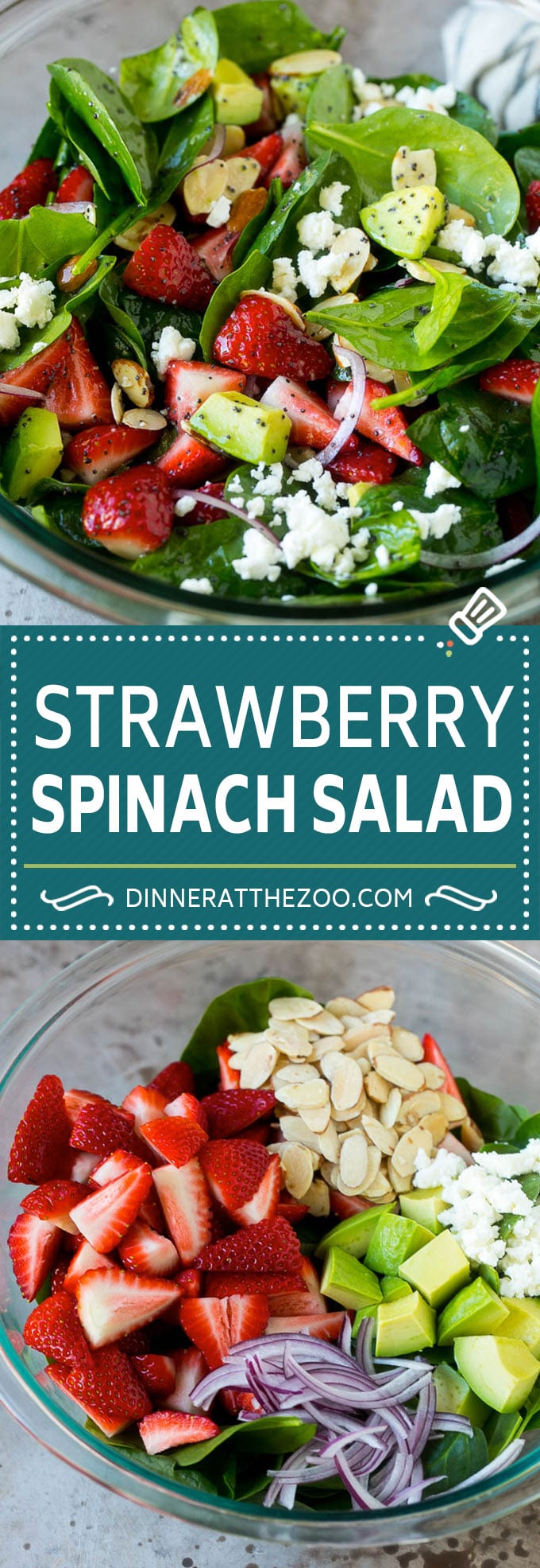 Receta de ensalada de espinacas y fresas |  Ensalada de Fresas |  Ensalada de espinacas # espinacas # ensalada # fresas # aguacate #dinneratthezoo