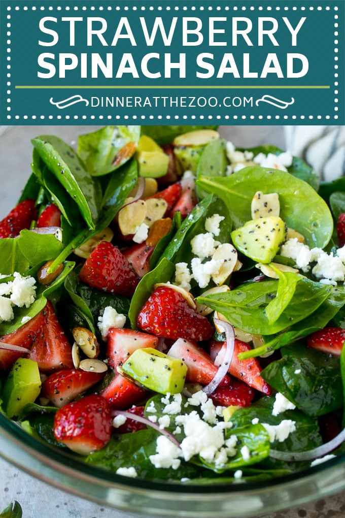 Receta de ensalada de espinacas y fresas |  Ensalada de Fresas |  Ensalada de espinacas # espinacas # ensalada # fresas # aguacate #dinneratthezoo