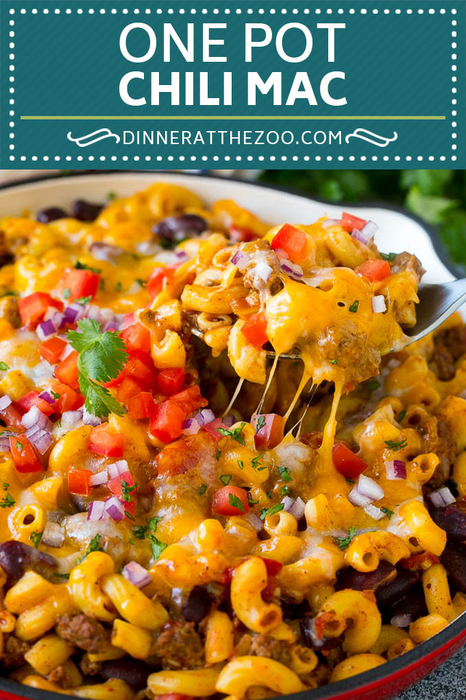 Receta Mac One Pot Chili |  Pasta de olla |  Chili Mac #dinner #beef #pasta #macaroni #beans #fromage #Cazuelas online#onepot
