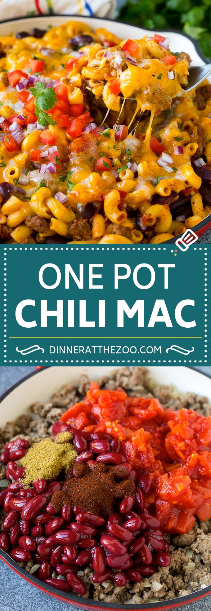 Receta Mac One Pot Chili |  Pasta de olla |  Chili Mac #dinner #beef #pasta #macaroni #beans #fromage #Cazuelas online#onepot