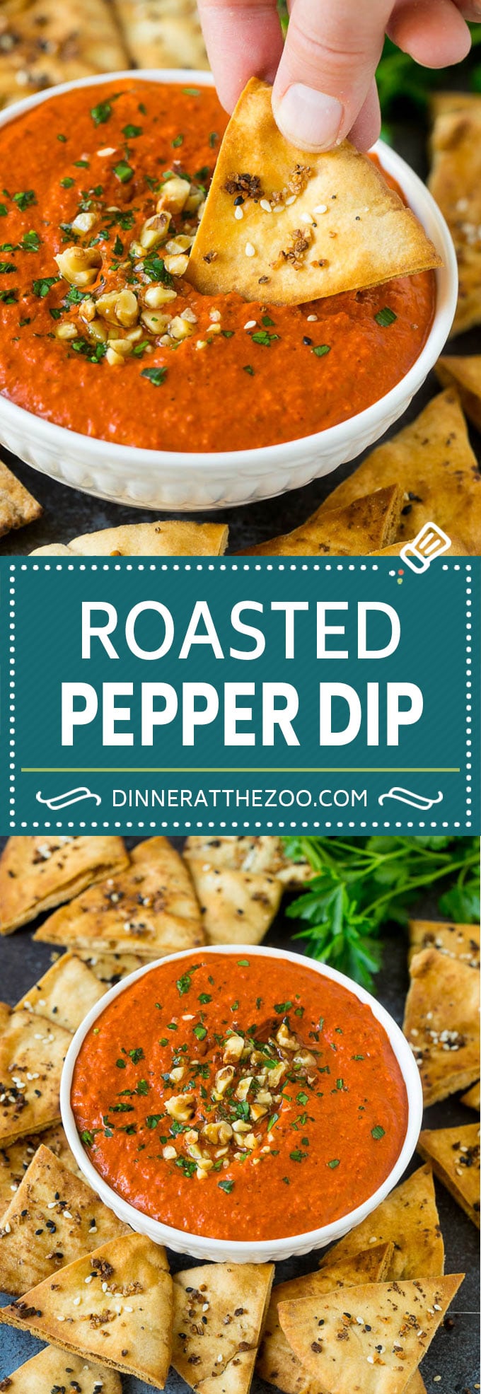 Salsa de pimiento rojo asado |  Dip de Muhammara |  Salsa de Oriente Medio #pimientos #nueces #dip # aperitivo #dinneratthezoo