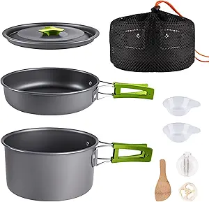 Kit de cocina portátil para camping aiGear con bolsa y cacerolas